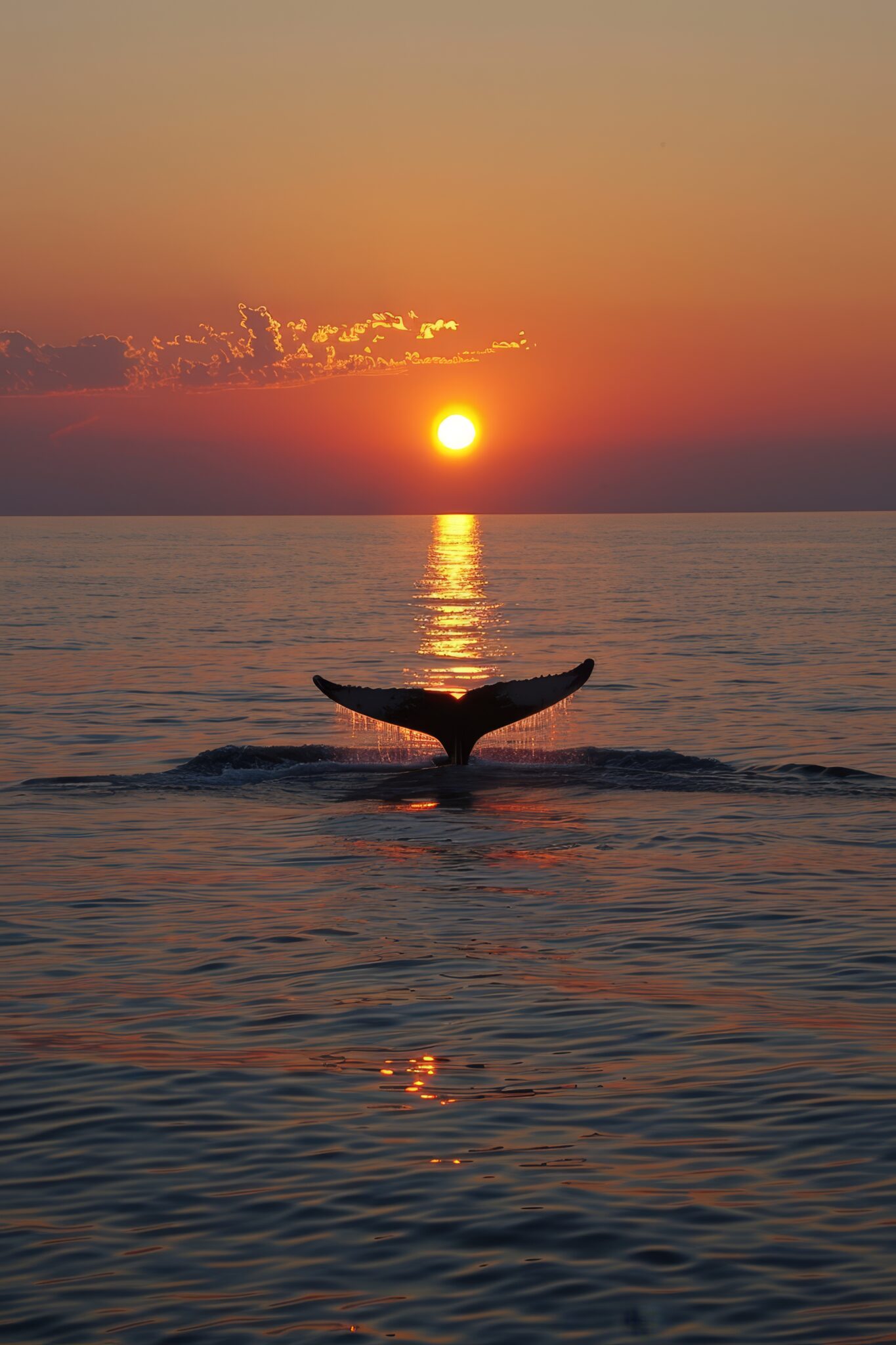 beautiful whale crossing ocean